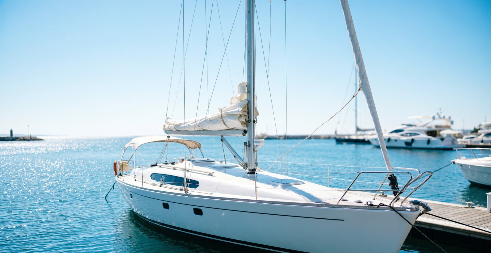 Voilier amarré dans un port prêt à être loué entre particuliers