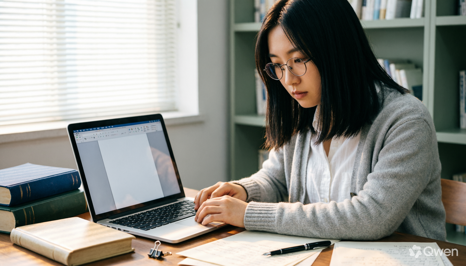 Traducteur travaillant sur ordinateur avec des documents