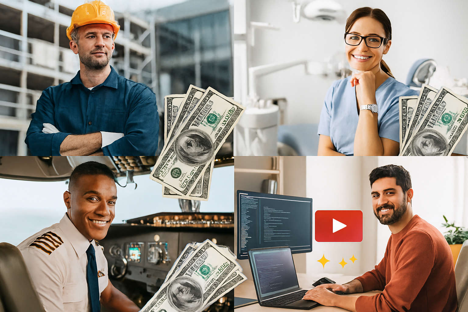 Collage de métiers bien rémunérés